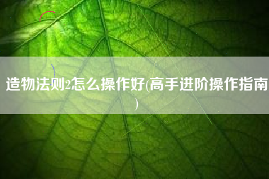 造物法则2怎么操作好(高手进阶操作指南)