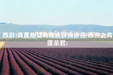 西游3青莲仙女有哪些获得途径(西游之青莲圣君)