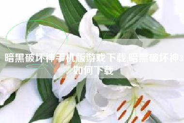 暗黑破坏神手机版游戏下载,暗黑破坏神3如何下载