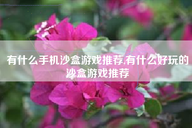 有什么手机沙盒游戏推荐,有什么好玩的沙盒游戏推荐