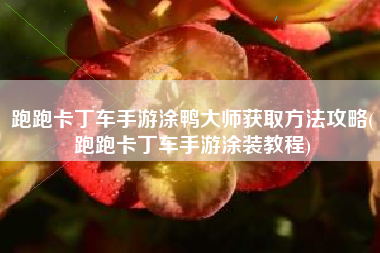 跑跑卡丁车手游涂鸭大师获取方法攻略(跑跑卡丁车手游涂装教程)