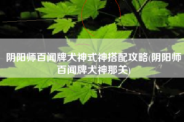 阴阳师百闻牌犬神式神搭配攻略(阴阳师百闻牌犬神那关)