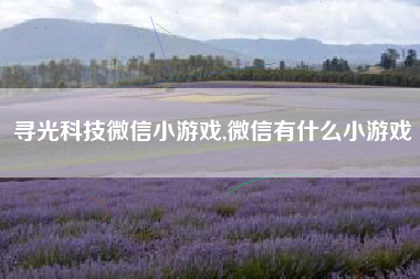 寻光科技微信小游戏,微信有什么小游戏
