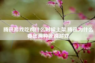 腾讯游戏吃鸡什么时候上架,腾讯为什么要出两种吃鸡游戏