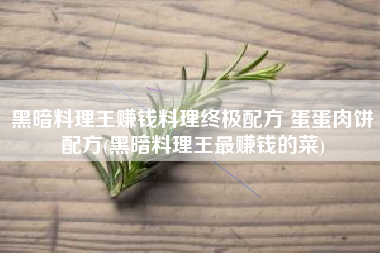 黑暗料理王赚钱料理终极配方 蛋蛋肉饼配方(黑暗料理王最赚钱的菜)