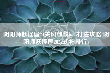 阴阳师妖怪屋24关风麒麟boss打法攻略(阴阳师妖怪屋2022式神排行)