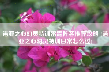 诺亚之心幻灵特训雷霆阵容推荐攻略 (诺亚之心幻灵特训日常怎么过)