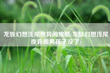龙族幻想浅尾夜异闻攻略(龙族幻想浅尾夜异闻男孩子没了)