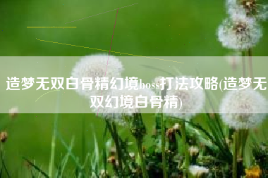 造梦无双白骨精幻境boss打法攻略(造梦无双幻境白骨精)