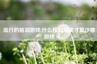 流行的脑洞游戏,什么样的游戏才算沙雕游戏