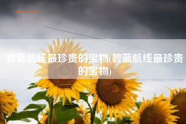 碧蓝航线最珍贵的宝物(碧蓝航线最珍贵的宝物)