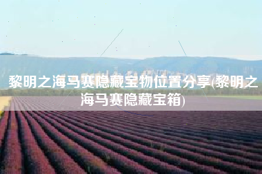 黎明之海马赛隐藏宝物位置分享(黎明之海马赛隐藏宝箱)