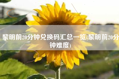 黎明前20分钟兑换码汇总一览(黎明前20分钟难度)
