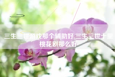 三生三世游戏那个辅助好,三生三世十里桃花剧那么好