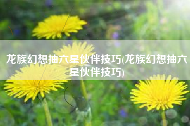 龙族幻想抽六星伙伴技巧(龙族幻想抽六星伙伴技巧)