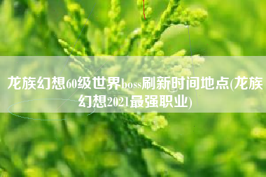 龙族幻想60级世界boss刷新时间地点(龙族幻想2021最强职业)