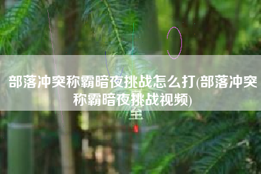 部落冲突称霸暗夜挑战怎么打(部落冲突称霸暗夜挑战视频)