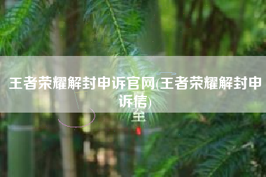 王者荣耀解封申诉官网(王者荣耀解封申诉信)