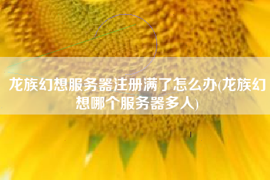 龙族幻想服务器注册满了怎么办(龙族幻想哪个服务器多人)