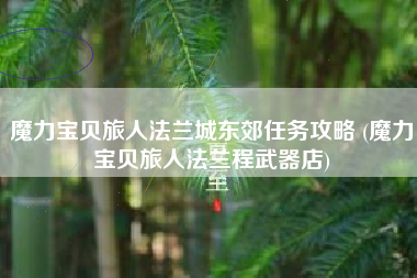 魔力宝贝旅人法兰城东郊任务攻略 (魔力宝贝旅人法兰程武器店)