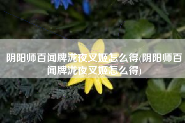 阴阳师百闻牌泷夜叉姬怎么得(阴阳师百闻牌泷夜叉姬怎么得)