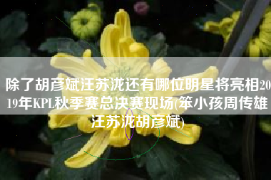 除了胡彦斌汪苏泷还有哪位明星将亮相2019年KPL秋季赛总决赛现场(笨小孩周传雄汪苏泷胡彦斌)