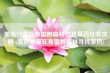 黑色沙漠在布雷树森林寻找草药任务攻略 (黑色沙漠在布雷树森林寻找草药)