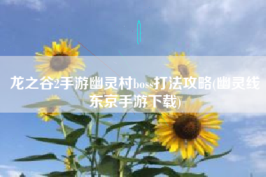 龙之谷2手游幽灵村boss打法攻略(幽灵线东京手游下载)