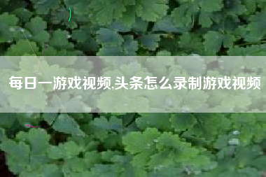 每日一游戏视频,头条怎么录制游戏视频