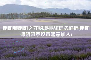 阴阳师阴阳之守秘境挑战玩法解析(阴阳师阴阳寮设置随意加入)