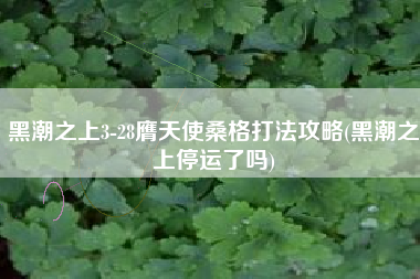 黑潮之上3-28膺天使桑格打法攻略(黑潮之上停运了吗)