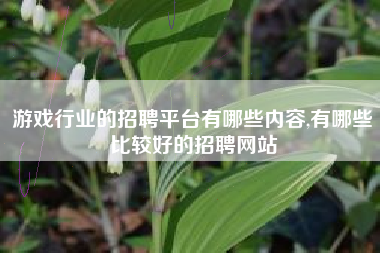 游戏行业的招聘平台有哪些内容,有哪些比较好的招聘网站