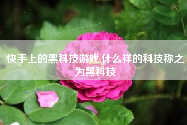 快手上的黑科技游戏,什么样的科技称之为黑科技
