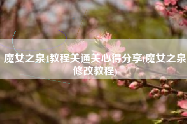 魔女之泉4教程关通关心得分享(魔女之泉修改教程)