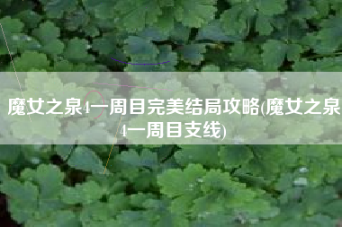 魔女之泉4一周目完美结局攻略(魔女之泉4一周目支线)