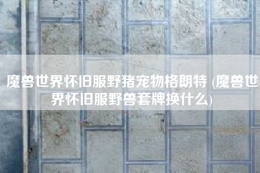 魔兽世界怀旧服野猪宠物格朗特 (魔兽世界怀旧服野兽套牌换什么)