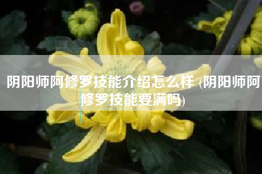 阴阳师阿修罗技能介绍怎么样 (阴阳师阿修罗技能要满吗)
