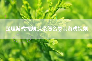整理游戏视频,头条怎么录制游戏视频