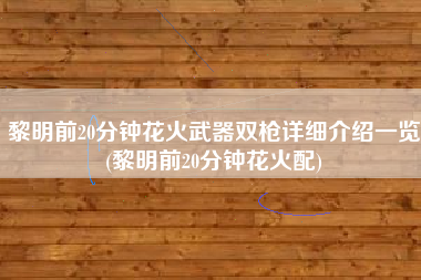 黎明前20分钟花火武器双枪详细介绍一览(黎明前20分钟花火配)