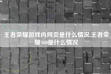 王者荣耀游戏内网页是什么情况,王者荣耀460是什么情况
