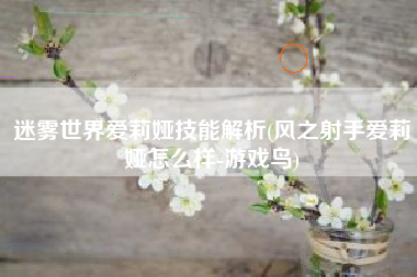 迷雾世界爱莉娅技能解析(风之射手爱莉娅怎么样-游戏鸟)