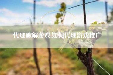 代理破解游戏,如何代理游戏推广