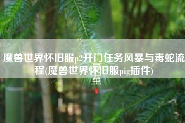 魔兽世界怀旧服p2开门任务风暴与毒蛇流程(魔兽世界怀旧服pig插件)