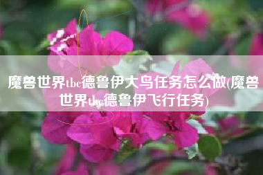 魔兽世界tbc德鲁伊大鸟任务怎么做(魔兽世界tbc德鲁伊飞行任务)