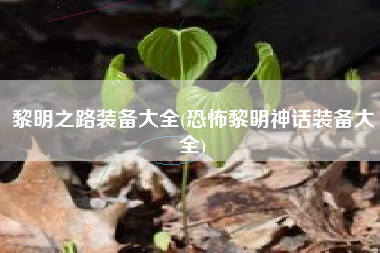 黎明之路装备大全(恐怖黎明神话装备大全)
