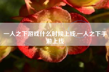 一人之下游戏什么时候上线,一人之下手游上线