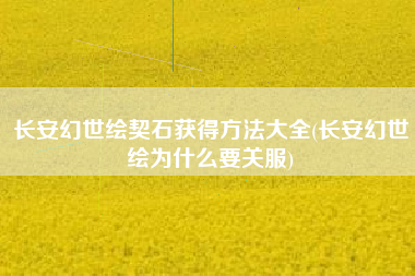 长安幻世绘契石获得方法大全(长安幻世绘为什么要关服)