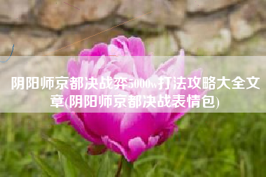 阴阳师京都决战弈5000w打法攻略大全文章(阴阳师京都决战表情包)