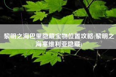 黎明之海巴里隐藏宝物位置攻略(黎明之海塞维利亚隐藏)