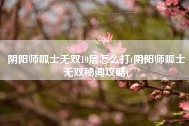 阴阳师呱士无双10层怎么打(阴阳师呱士无双秘闻攻略)